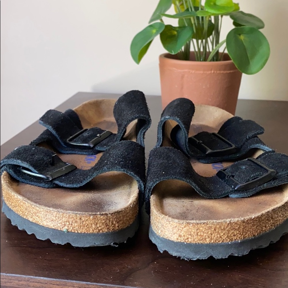 Black Suede Birkenstock Birks Arizona Sandals